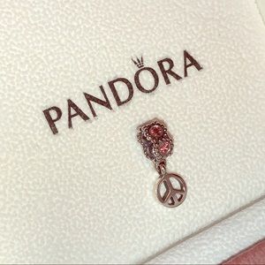 Pandora Charms dangle peace sign silver pink